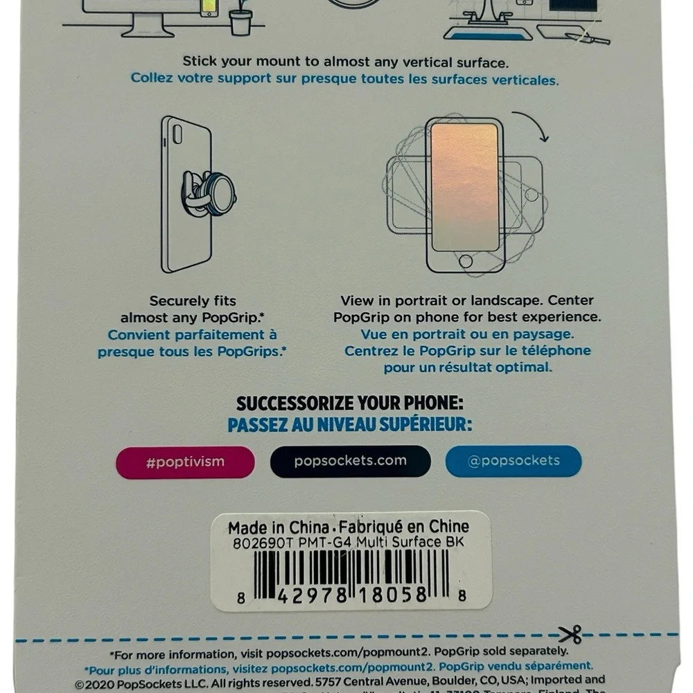 Popsockets PopMount 2 Multi Surface Popsocket Mount 802690T NOS Factory Sealed